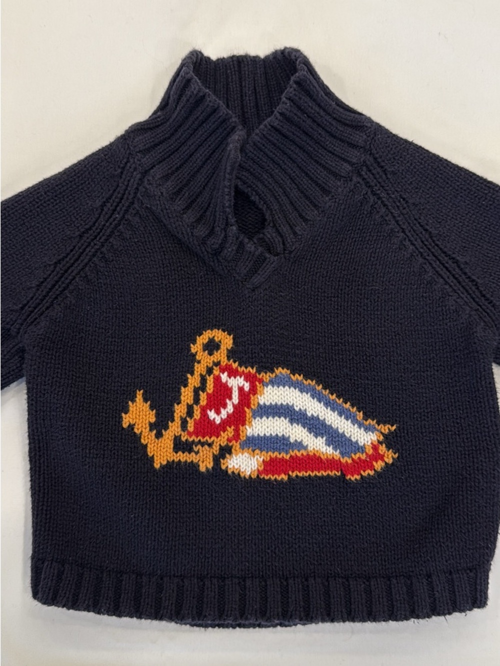 Jacadi Navy Sweater with Multicolor Ship Motif